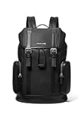 Men's City Buckle Backpack, Silver Tone-Hardware/Black