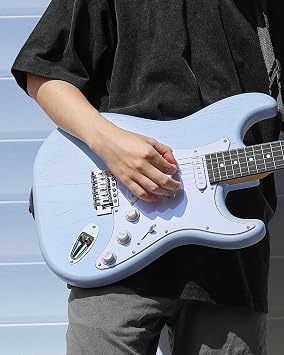 Donner DST-80R Electric Guitar Beginner Set, ST Type, SSS Pickup, 39-Inch, Full Size, Mini Amplifier Included, 9-Piece Accessory Set, Includes Exclusive Case and Tuner, Blue