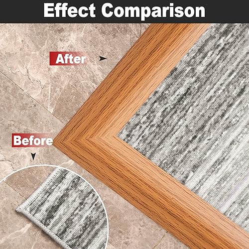 Miniatura 7 de Tira de transición de piso de alfombra de 20 pies, tira autoadhesiva para bordes de piso, cubierta de umbral de PVC para puerta, tira divisora de