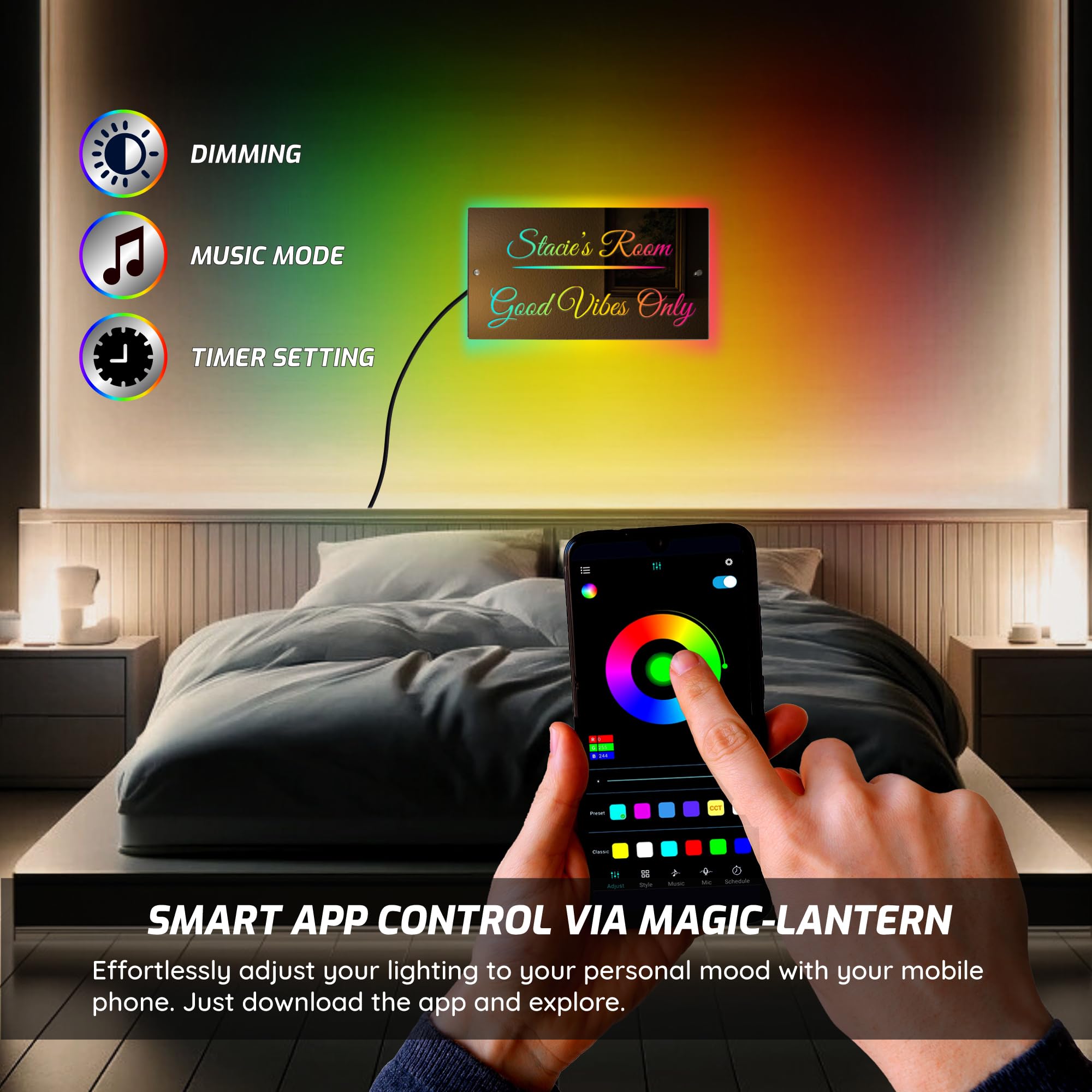 Personalized Name Mirror LED Light - Custom Light Up Name Sign For Bedroom, Personalized Name Sign With LED Lighting, Handmade Mirror For Bedroom