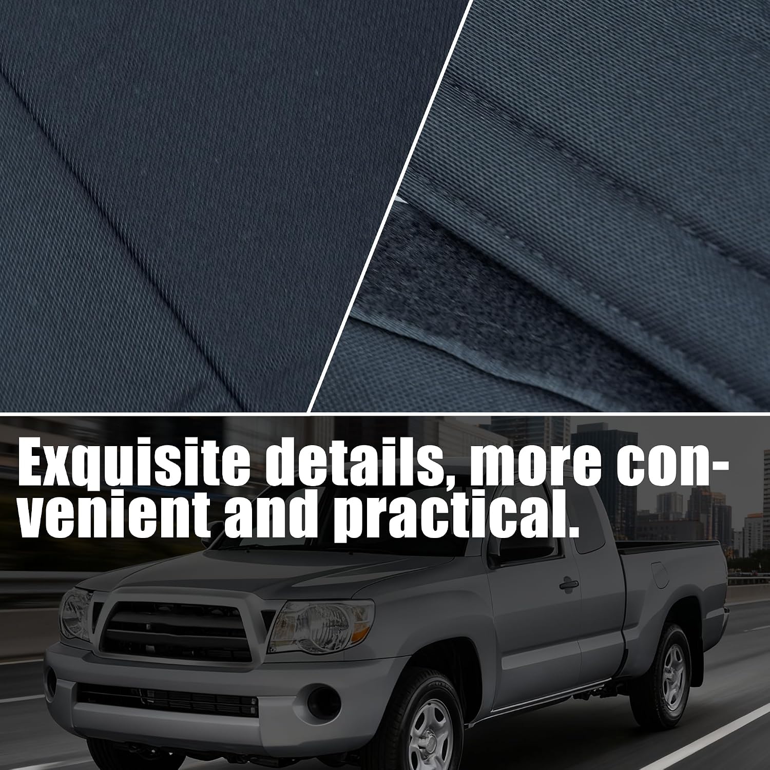 Jokuye Heavy-Duty Composite Fabric Front Bench Seat Cover Compatible with Toyota Tacoma 2005-2014 Durable Automotive Custom Made Exact Fit A30 - Gray