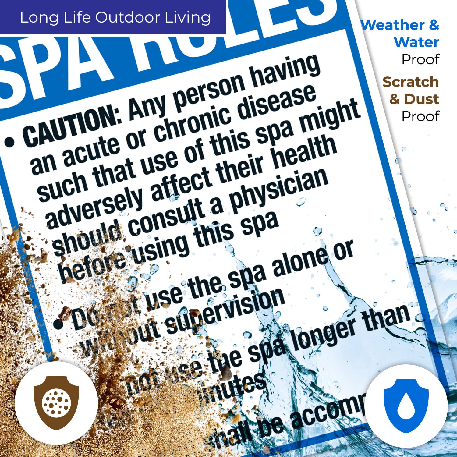 Missouri Spa Rules Sign, Complies with State of Missouri Pool Safety Code, 24x30 Inches, 55 mil Thick HDPS (high Density polystyrene), Made in USA