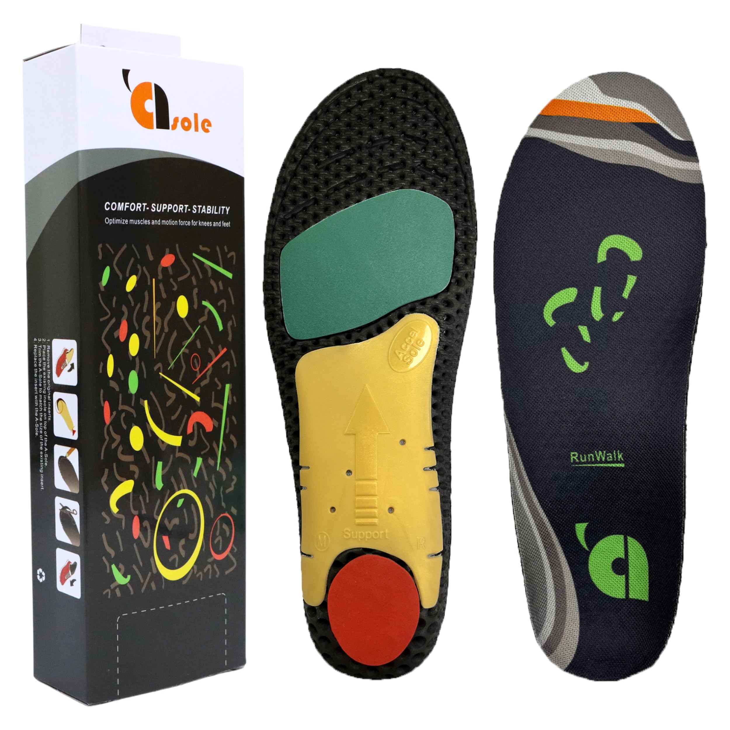aSole RunWalk Einlegesohlen für Laufschuhe und Wanderschuhe