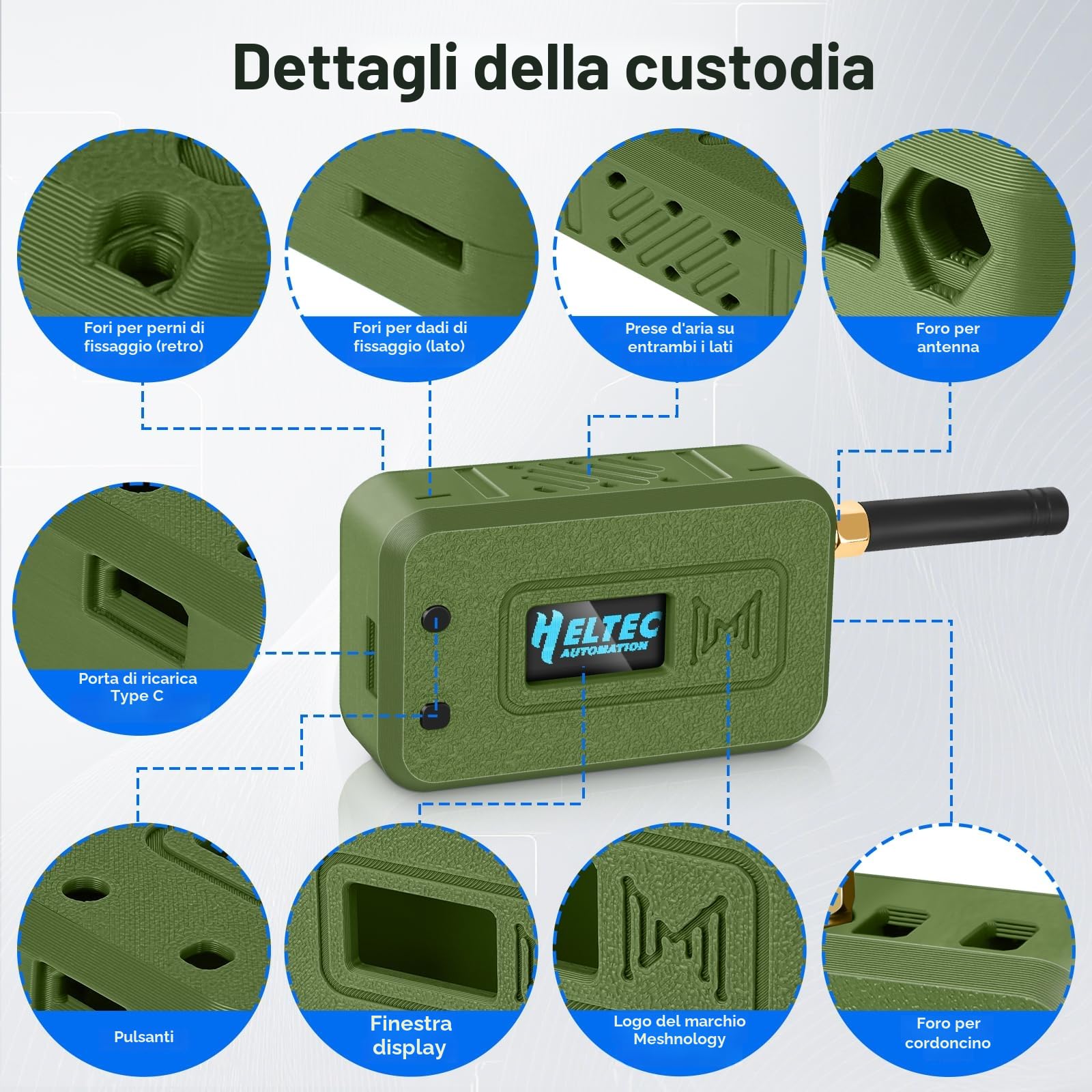 2 Set ESP32 LoRa V3 Modulplatine con Antenna 868 MHz + Batteria 3000 mAh + Custodia Protettiva con WLAN Integrato Bluetooth SX1262 CP2102 Display OLED 0,96" Tipo C per Arduino Lora Meshtastic IoT (N35