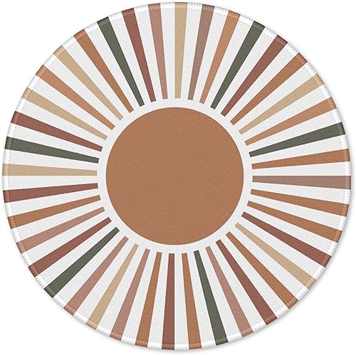 Miniatura 13 de Alfombrilla de mouse redonda estética retro de arco iris colorido para juegos, arco iris retro, amanecer, atardecer, alfombrilla de mouse redonda 02