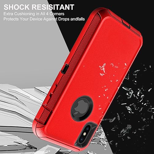 Miniatura 5 de Funda para iPhone XiPhone Xs, grado militar 3 en 1, resistente a los golpes, a prueba de caídas, polvo con 2 protectores de pantalla de vidrio