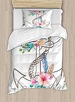 Vista 345 de Ambesonne Juego de funda de edredón color menta, líneas onduladas horizontales a rayas blancas abstractas de tonos suaves, exhibición de arte