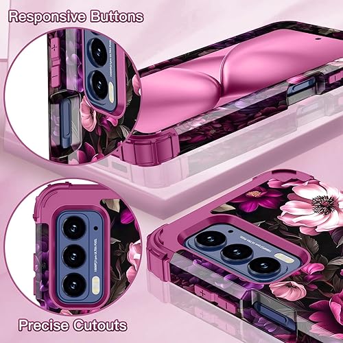Miniatura 4 de LONTECT Funda para Moto Edge 2021, Moto Edge 5G UW, funda floral a prueba de golpes, 3 en 1, híbrida resistente, resistente, funda protectora de