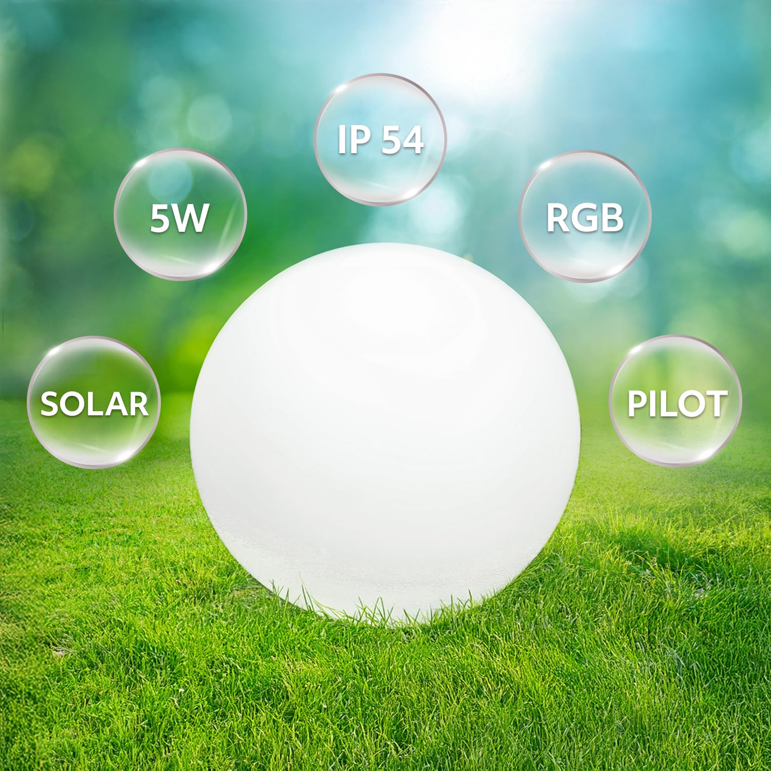 Stein Kugelleuchten Außen SOLAR LED GARDEN BALL 3000K + RGB Gartenlampe Multicolor IP54 (40 cm)