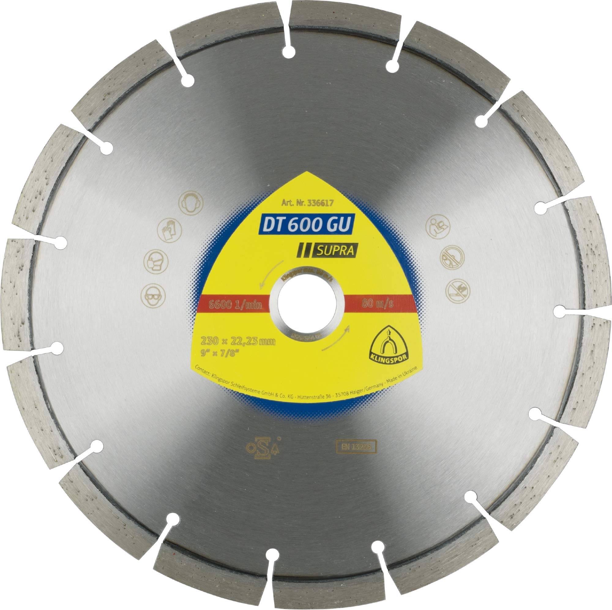 DT 600 GU - Disco de corte de diamante (125 x 2,4 x 22,23 mm, 9 segmentos, 33 x 2,4 x 10 mm, dentado estándar)
