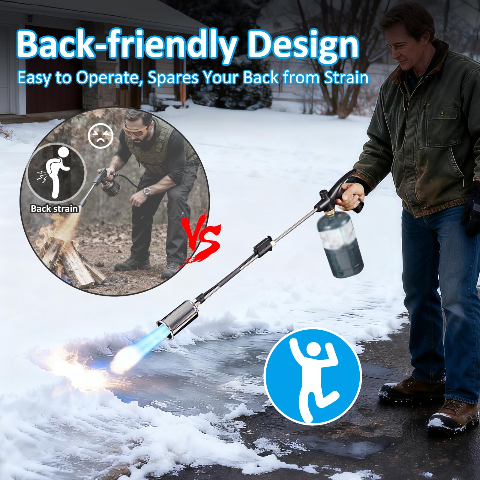 Quemador de malezas con antorcha de propano, lanzallamas de 1,800,000 BTU con función de encendido automático, para jardín, tocones, hielo, nieve y techos