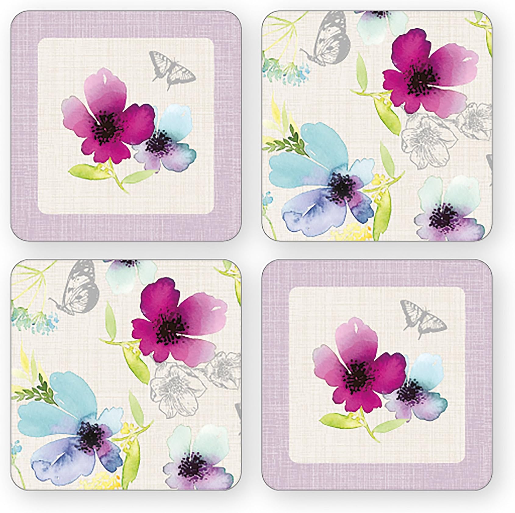 Cooksmart Chatsworth Floral Set of 4 Coasters