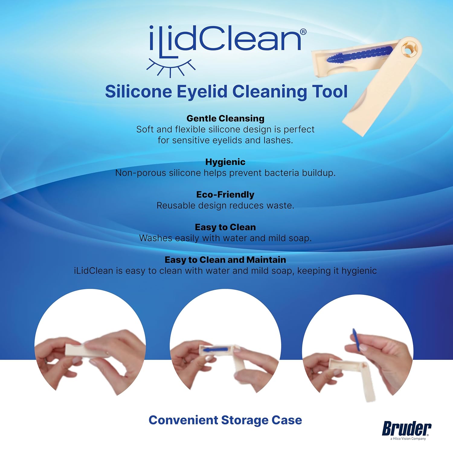 ILidClean Silicone Eyelid Cleaning Tool, Remove Lid Margin Debris Including Waxy Mascara Residue, Lash Gluesbiofilm, Makeup, Reusable, Compact and Portable1/pkg - Image 5