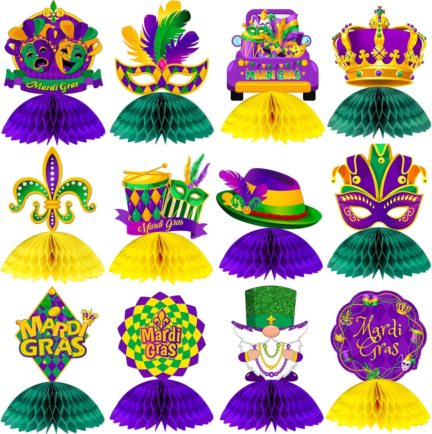 12 Pcs Mardi Gras Party Centerpieces Mardi Gras