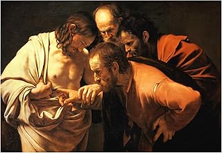 The Incredulity of Saint Thomas by Michelangelo Caravaggio – Classic Baroque Religious Painting Print, Fine Art Wall Decor, Masterpiece Poster for Home, Study, Chapel or Office (10 x 7.5)