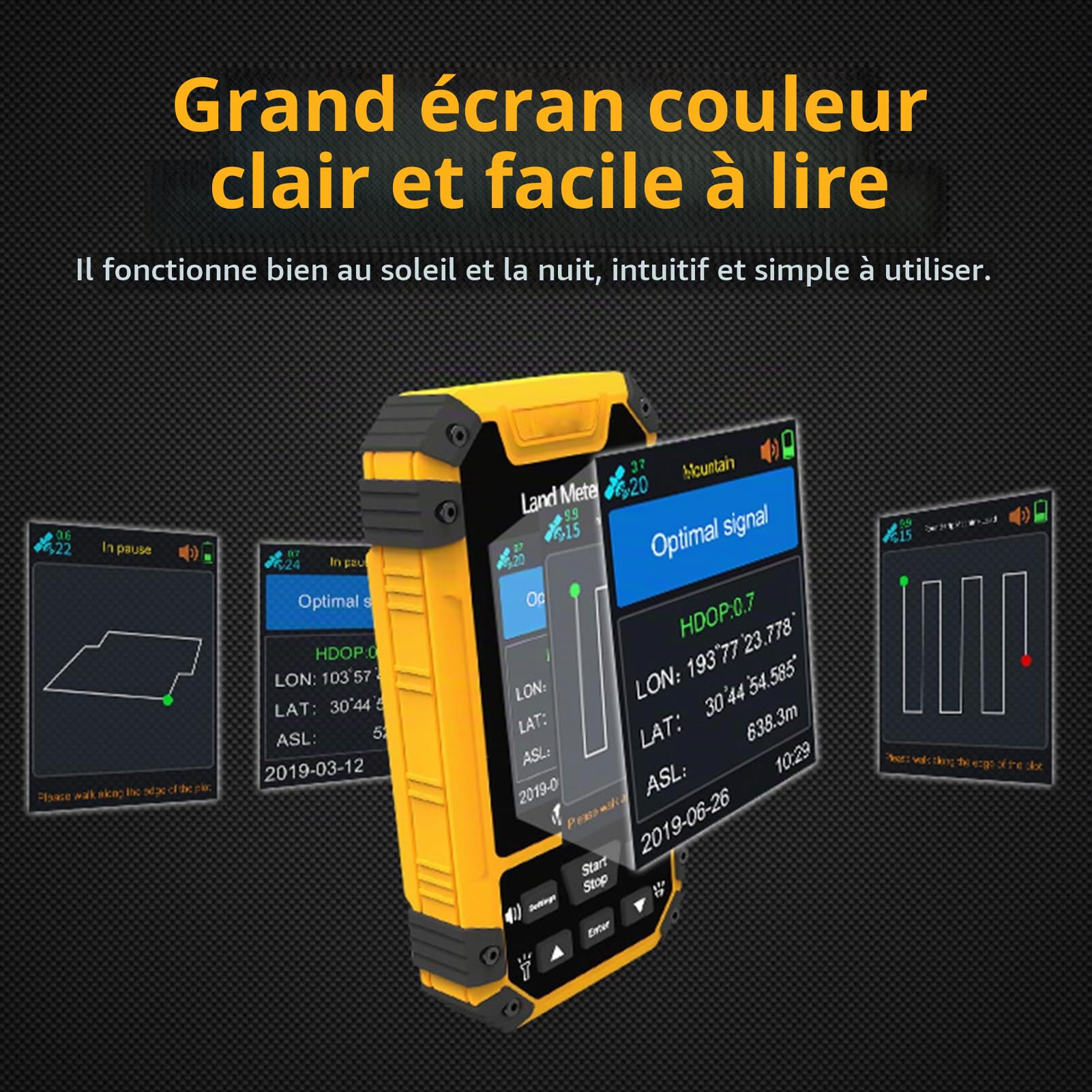 Compteur GPS Portatif, Compteur de Mesure D'arpentage S4, Récepteur GNSS, Compteur GPS, Jaune