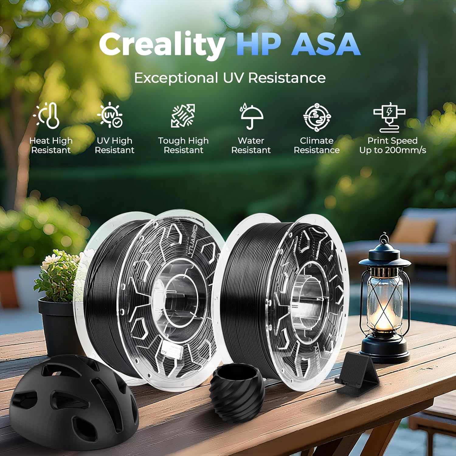 Creality Official HP ASA Filament 1.75mm, ASA 3D Printer Filament, High UV-Resistant, High Temperature Tolerance, Perfect for High Speed Printing Outdoor Functional Parts, 1KG(2.2 lbs)/Spool, Black