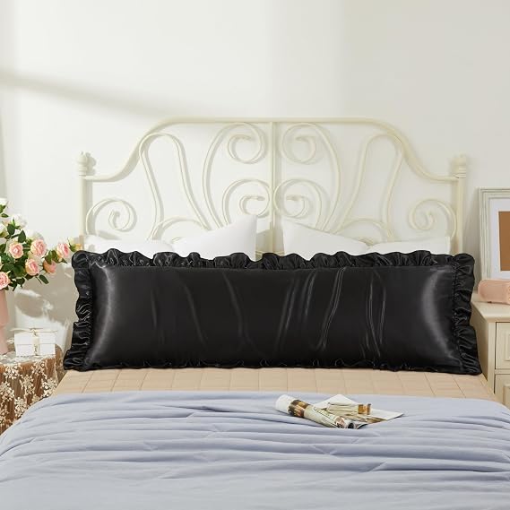 White Satin Pillowcases Body Pillow for Hair and Skin,White Body Pillow Silk Pillowcase with Envelope Closure Princess Room Decoration