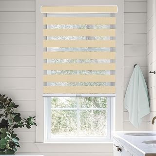 CHICOLOGY Zebra Blinds, Roller Window Shades, Blinds for Windows, Roller Shades for Windows, Window Shades for Home, Window Shades, Pull Down Shades for Windows, 57" W X 72" H, Basic Pearl
