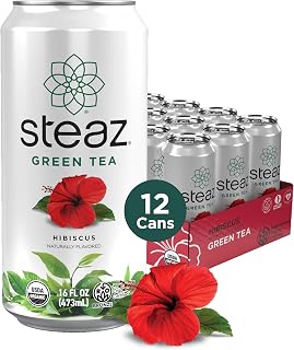 Steaz Organic Hibiscus Green Tea (12 Cans)