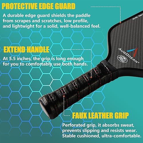 Miniatura 4 de Pickleball Paddle,Pickleball Paddles-3K Raw Carbon Fiber Pickle Ball Paddle Surface with Great Grit & Spin,T700 Pickleball Racket with Excellent