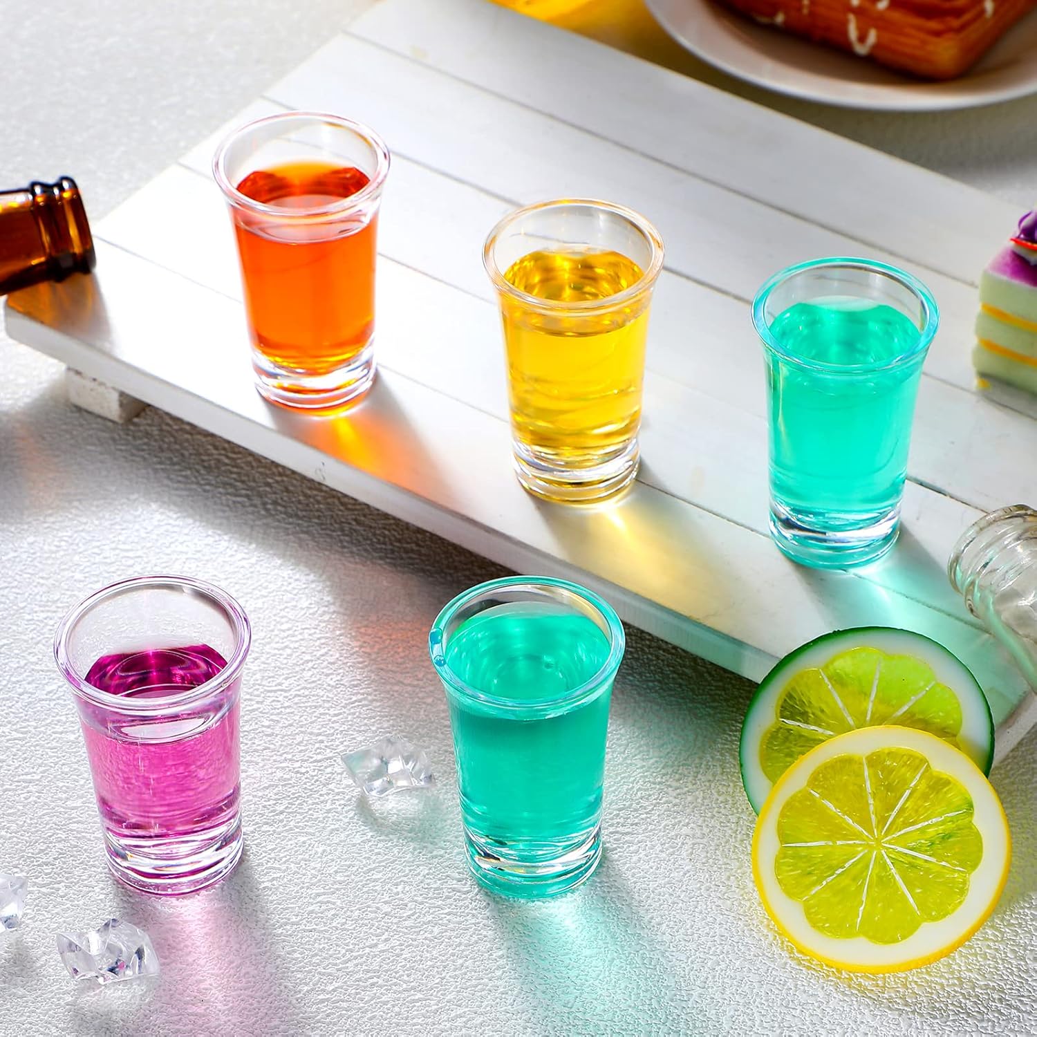 Zubebe 150 Pcs 1.2oz Acrylic Shot Glasses Set with Heavy Base Plastic Clear Round Small Shot Glasses, Bulk for Party Cocktail Vodka Espressos Liqueurs Tequila and Desserts