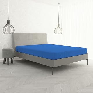 Italian Bed Linen Flat Sheet Max Color, 100% Cotton, Royal, Double