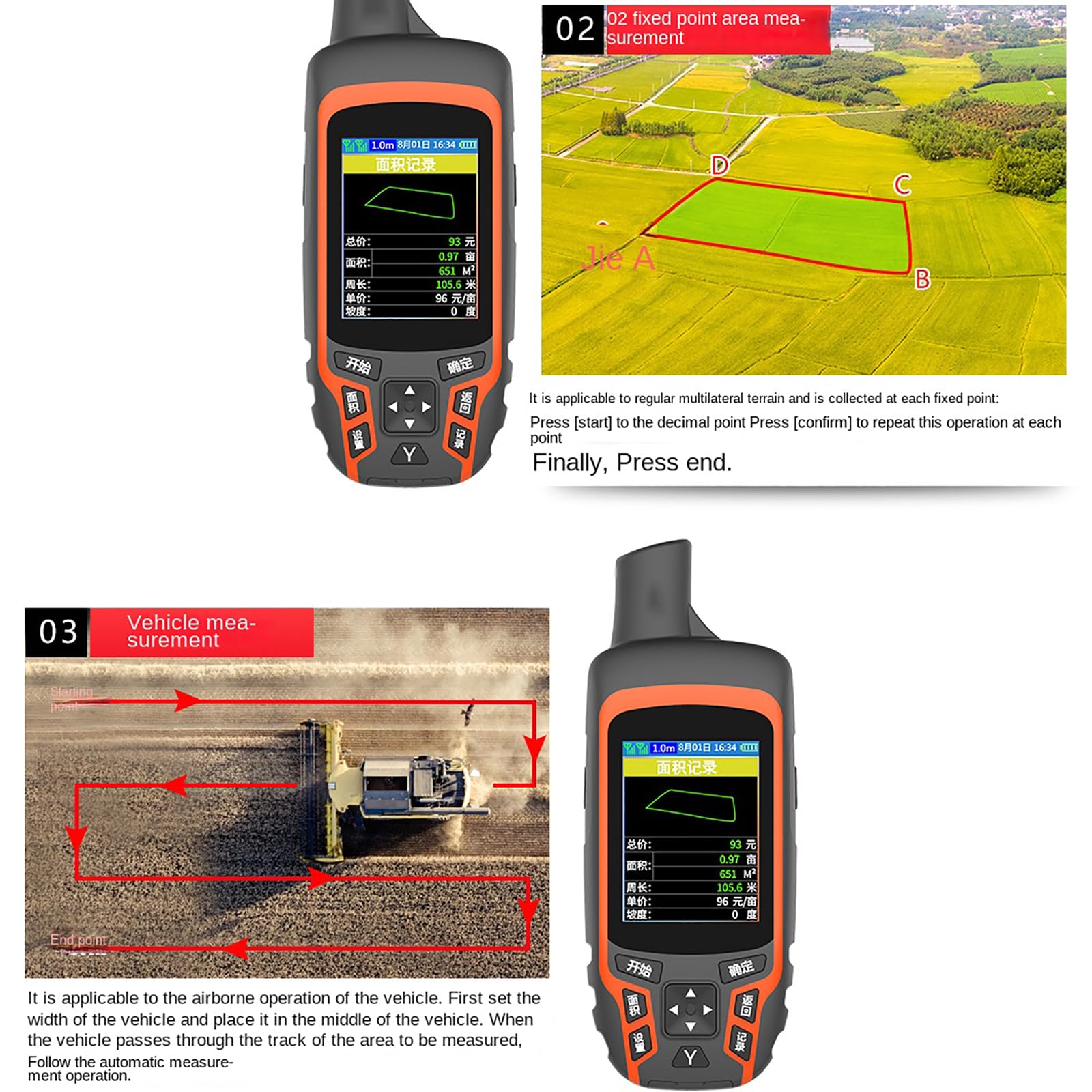 GPS Survey Equipment, Land Surveying Machine, GPS Land Meter con Batteria Ricaricabile da 2500 mAh, per la misurazione della Distanza del Fronte dell'Acqua dell'area in Pendenza