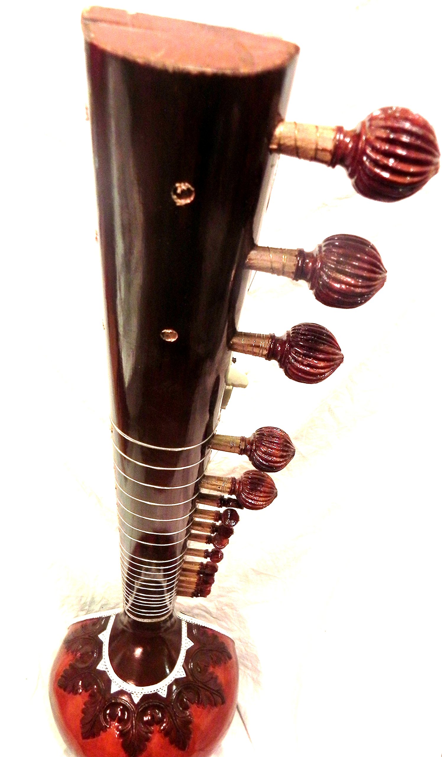 Indischer Maharaja Ravi Shankar Stil Sitar – halb dekoriert mit Faserbox
