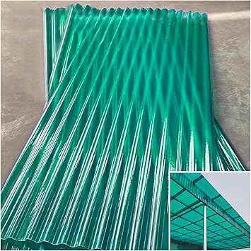5 PCS Clear Polycarbonate Roof Panels Corrugated Plastic Greenhouse Sheets Easy Cut Covering Panel for Outdoor, Patios, Partitions, Sheds, SkylightsGreen,1.8m/5.9ft