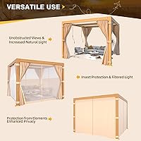 Vista 7 de MELLCOM Pérgola con Persianas – Pérgola de Aluminio de 10 x 10 pies con techo de persianas ajustables y cortinas y redes impermeables