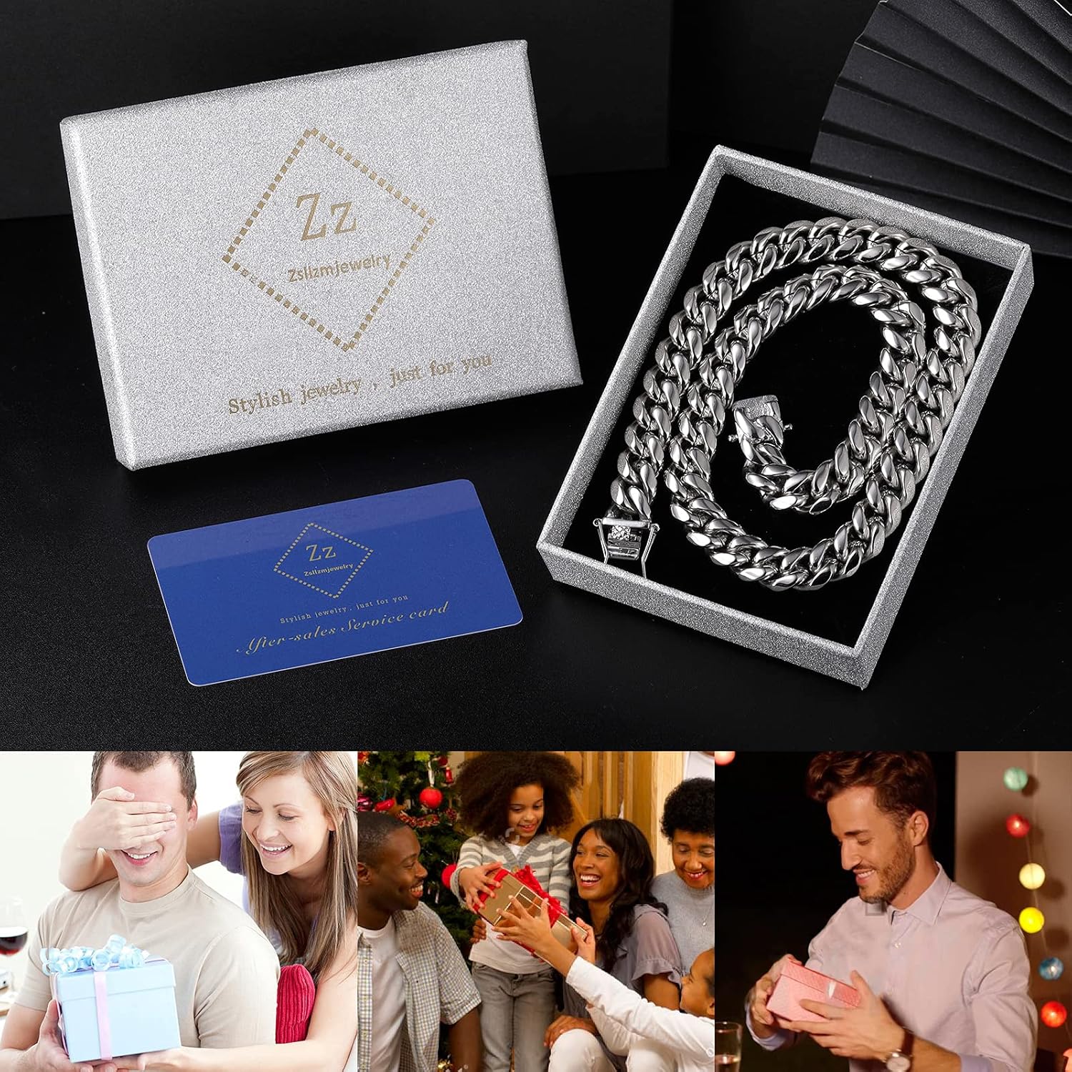 Miami Cuban Link Chain for Men Solid Stainless Steel Necklace for Men Women Hip Hop Jewelry Choker Necklace 18-30 Inches-with Gift Box