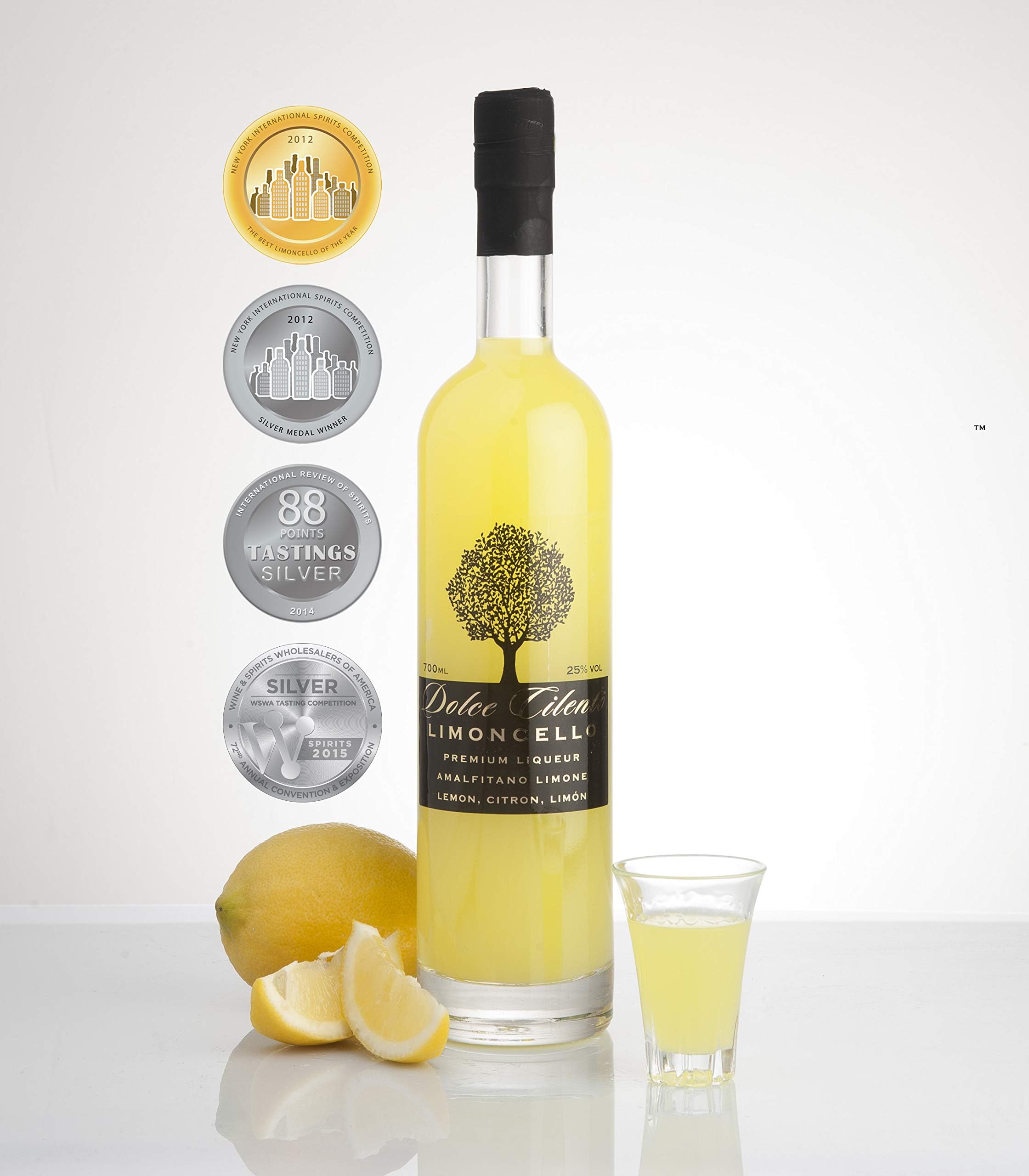 Limoncello Liqueur 700ml- Dolce Cilento Premium Italian Lemon Liquor (4 Times Medal Winner) - Amalfi Lemons - Authentic Traditional Limoncello - Digestif, Cocktail & Gift Bottle