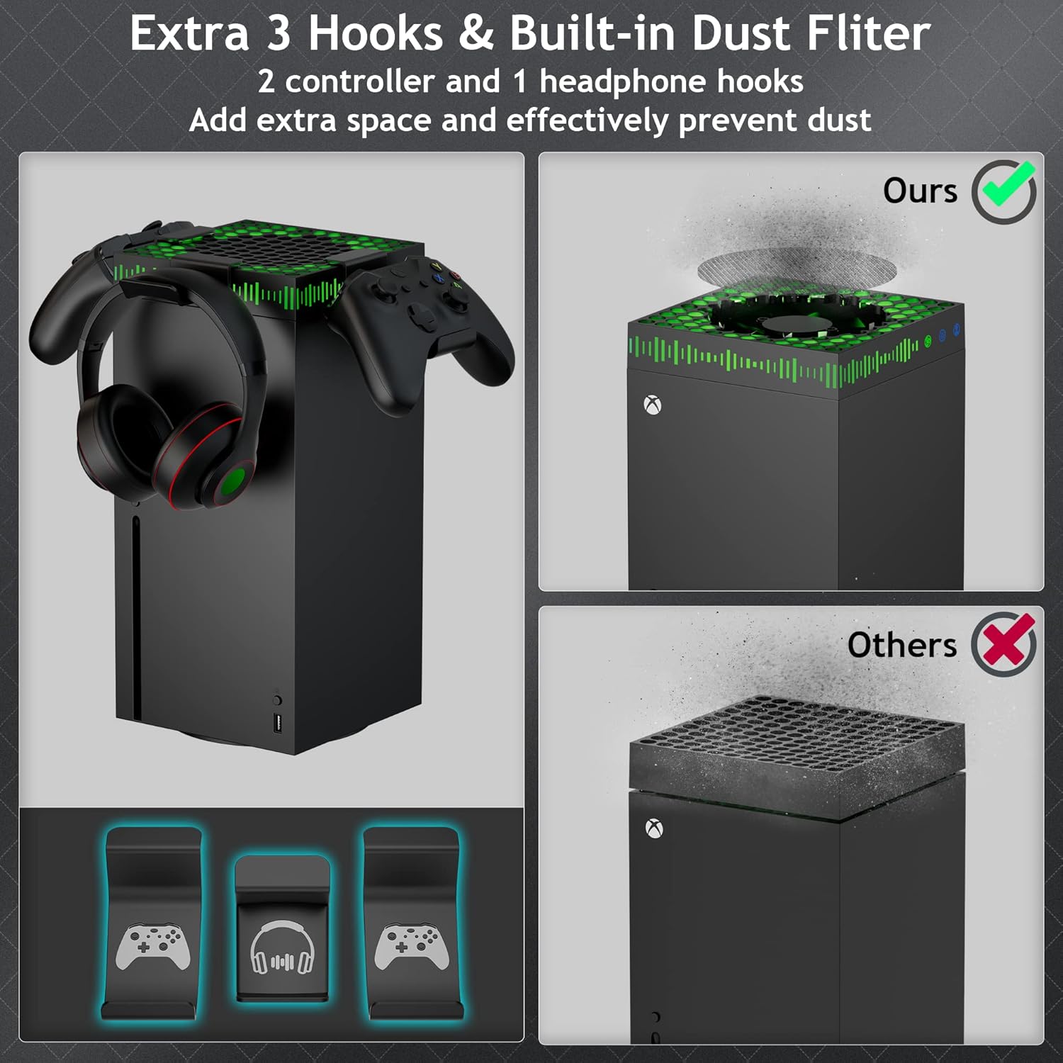 Top & Vertical Cooling Fan for Xbox Series X with RGB LED Light， Wiilkac Adjustable Speed Cooler Fan System, Low Noise, Cooling Fan with Independent Fan Touch Switch Upgraded Cooling Accessories for X : Video Games