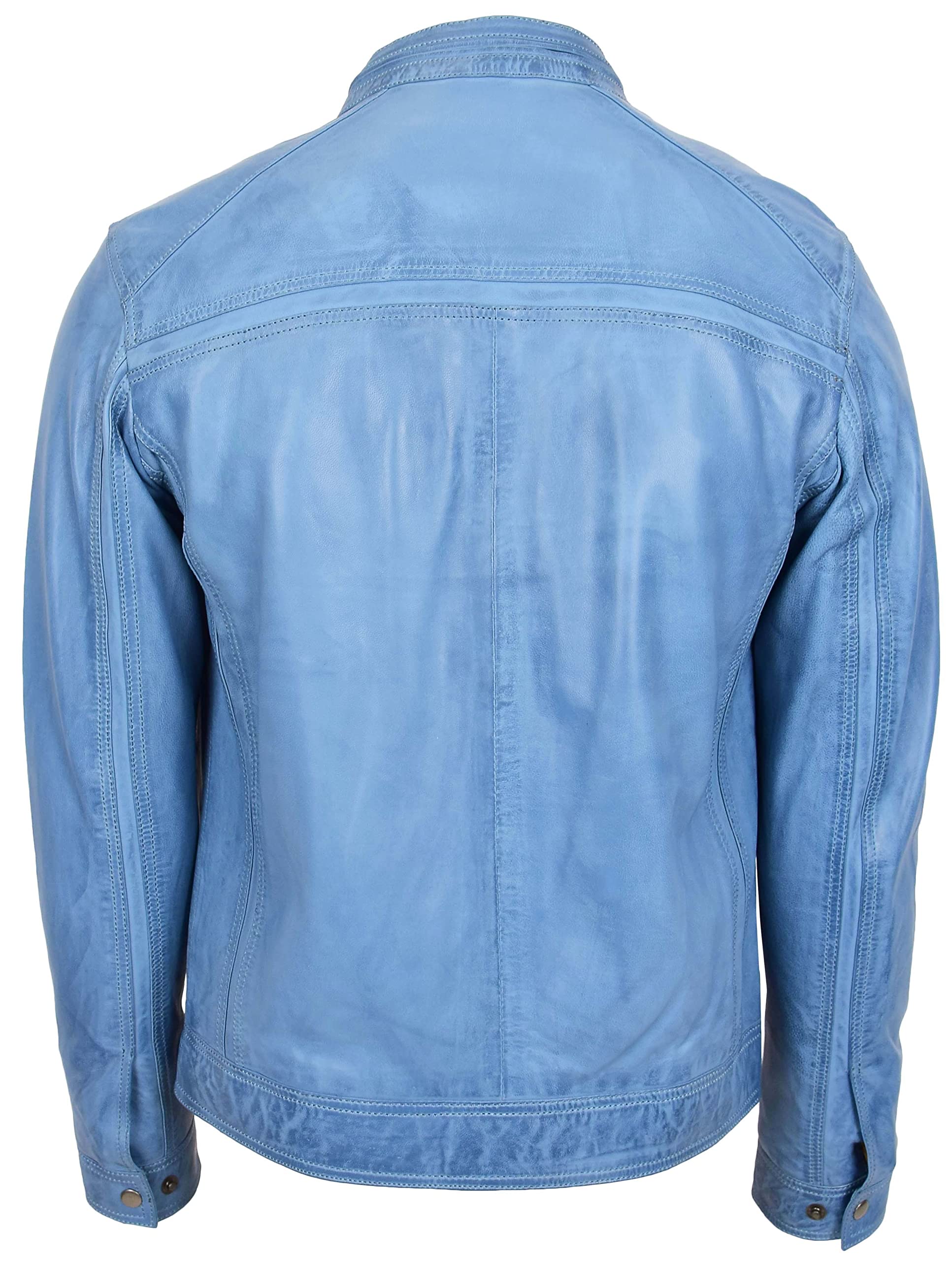 Giacca da motociclista da uomo in vera pelle, stile casual Cafe Racer