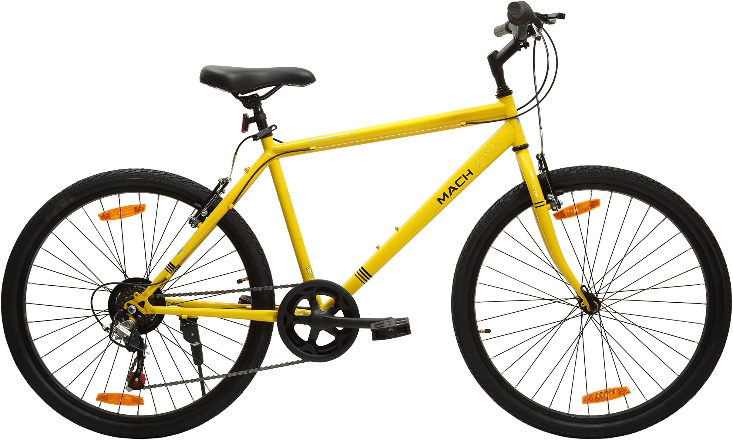 Mach City iBike 7 Speed 26T 7 Gear Steel Hybrid Cycle (Canary Yellow) 19inch Frame