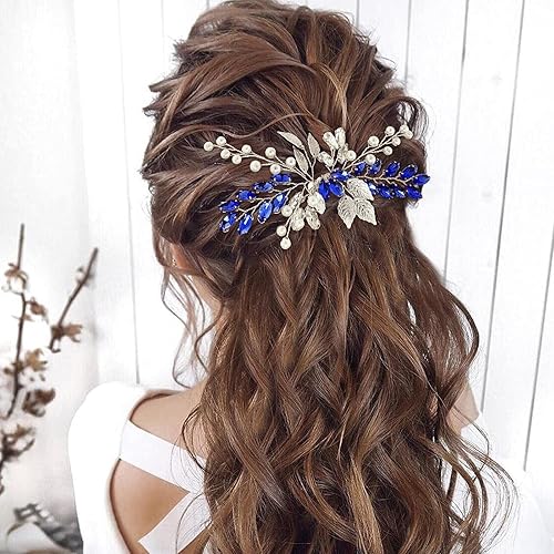 Miniatura 9 de Bride - Peine de boda con perlas de diamantes de imitación de cristal, accesorios para mujeres y niñas, fiesta de regreso a casa (rojo vino)