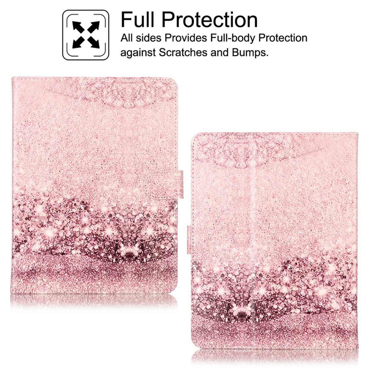 Funda universal de 10 pulgadas, cierre magnético de piel sintética [ranuras para tarjetas/dinero] Funda protectora para todas las tabletas universales de 10 pulgadas, Bling 3