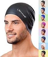 Vista 1 de Limmys Gorro de natación unisex para hombre y mujer, gorro de natación 100% silicona para mujer, de calidad premium, elástico y cómodo, disponible