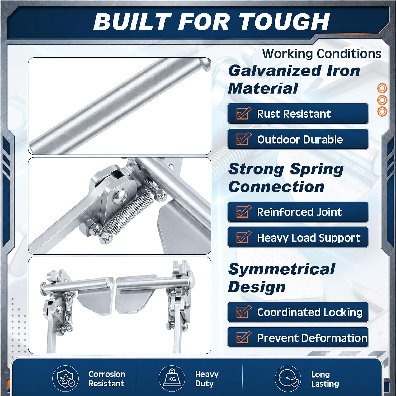 BBTO Tailgate Locks Set Galvanized Iron, 1 Left + 1 Right Weld on Tailgate Latch Assembly for Dump Trucks, Tractor Beds, Tractor Cargo Boxes, Large Vehicles