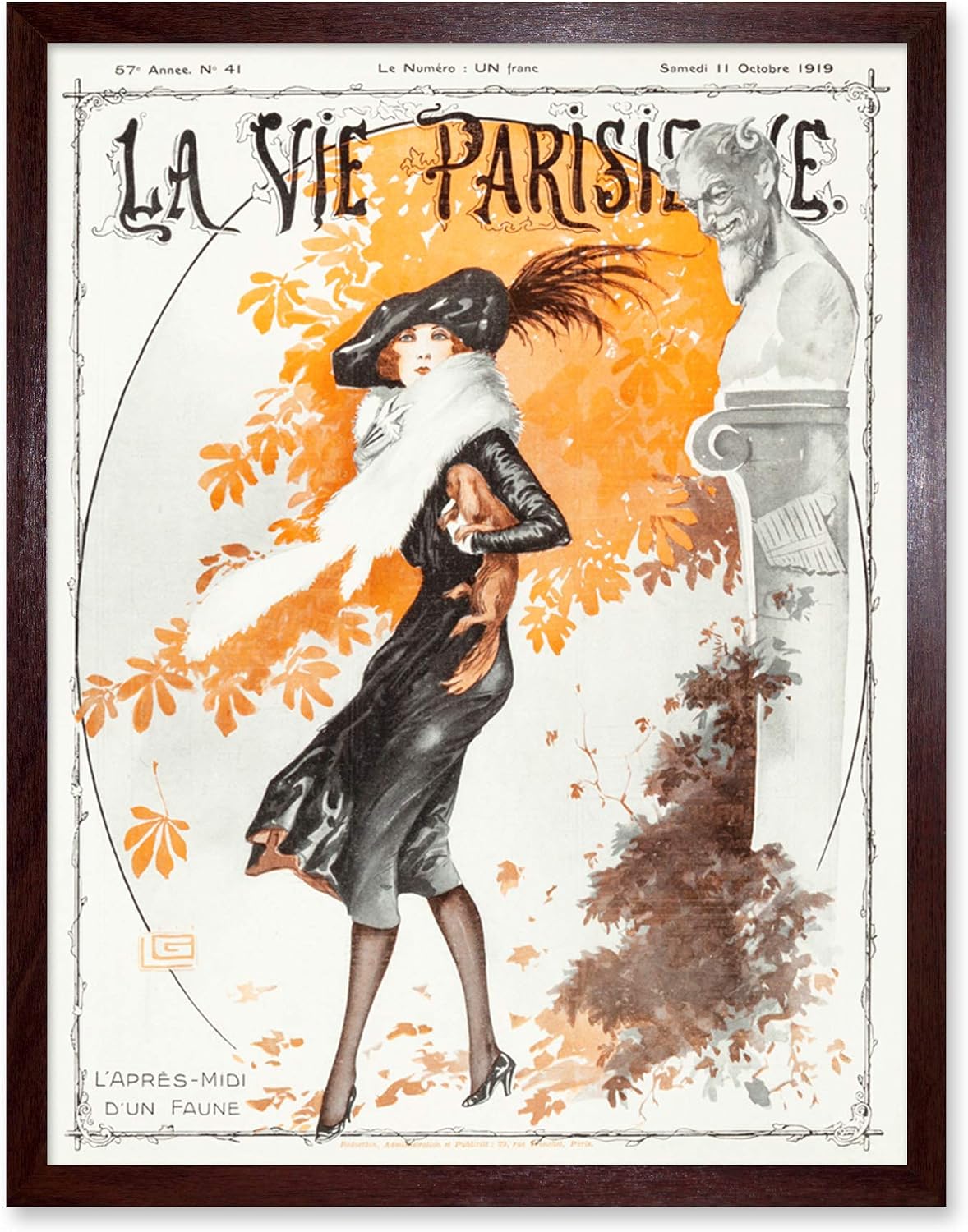 La Vie Parisienne Fall Fashion Woman Dog Magazine Cover Unframed Wall Art Print Poster Home Decor Premium