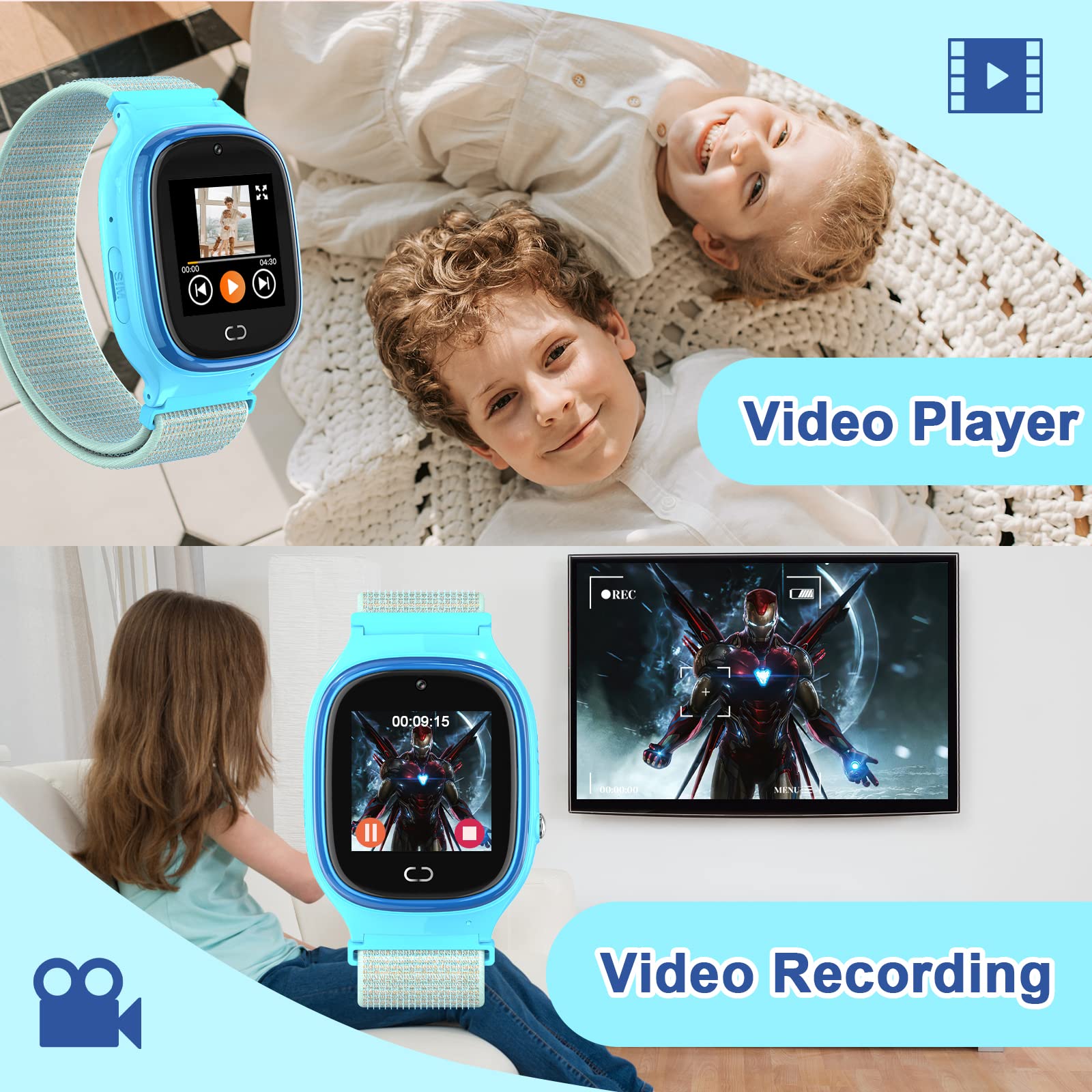 PTHTECHUS Sartwatch Kinder - 1.68'' Uhr Telefon für ädchen Jungen it