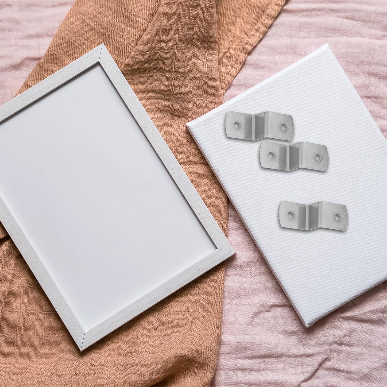 Angoily Z Shape Photo Frame Fasteners 100Pcs Heavy Duty Iron Canvas Clips with Screws for Tabletop Frame Connection 1.18X0.51X0.43 Inch Picture Framing Supplies