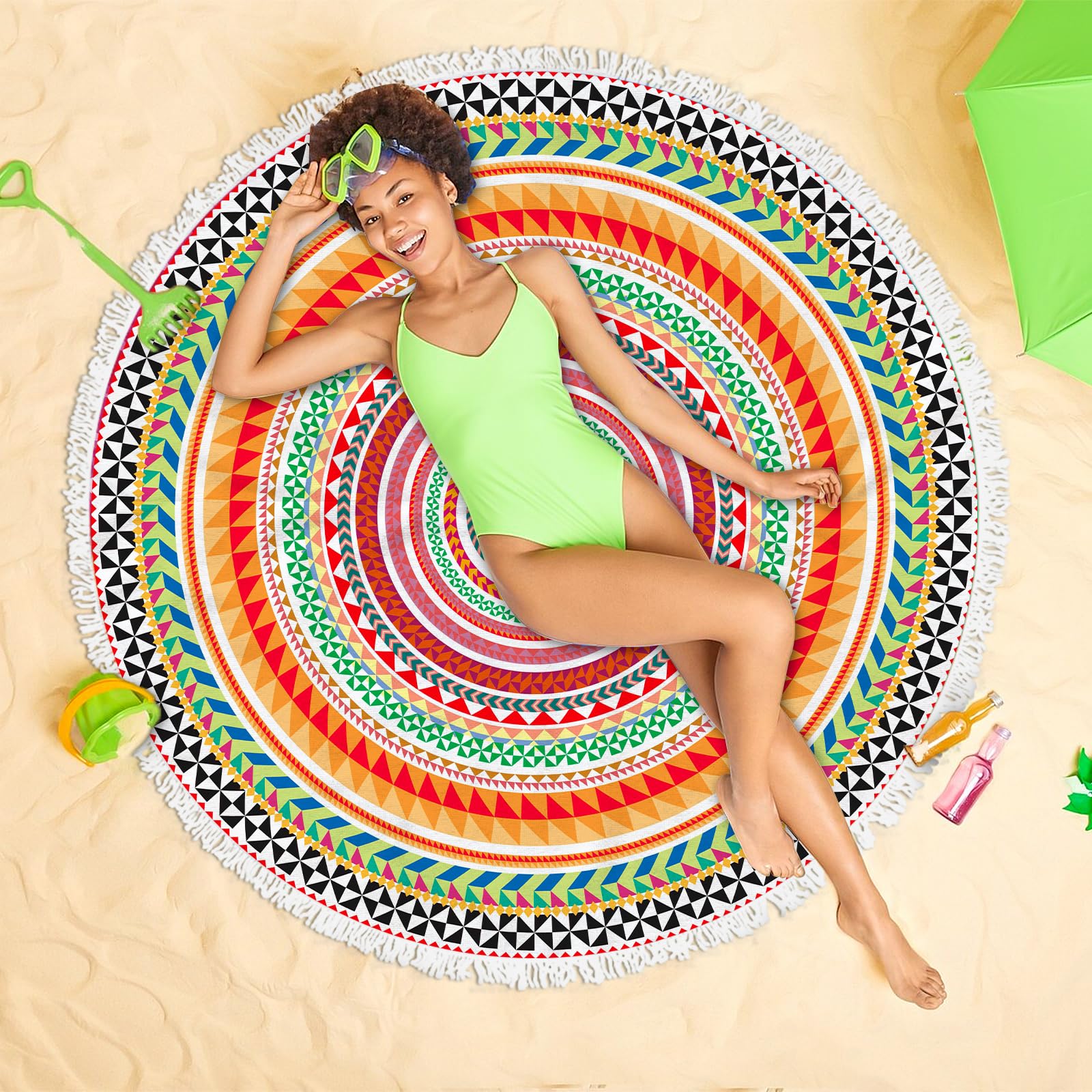 EAZHOP Mikrofaser Rund Strandtuch 150cm, super saugfähig, Sandfreie Strand- und Schwimmhandtücher für Männer und Frauen (Gold EAZHOP Mikrofaser Rund Strandtuch 150cm, super saugfähig, Sandfreie Strand- und Schwimmhandtücher für Männer und Frauen (Gold