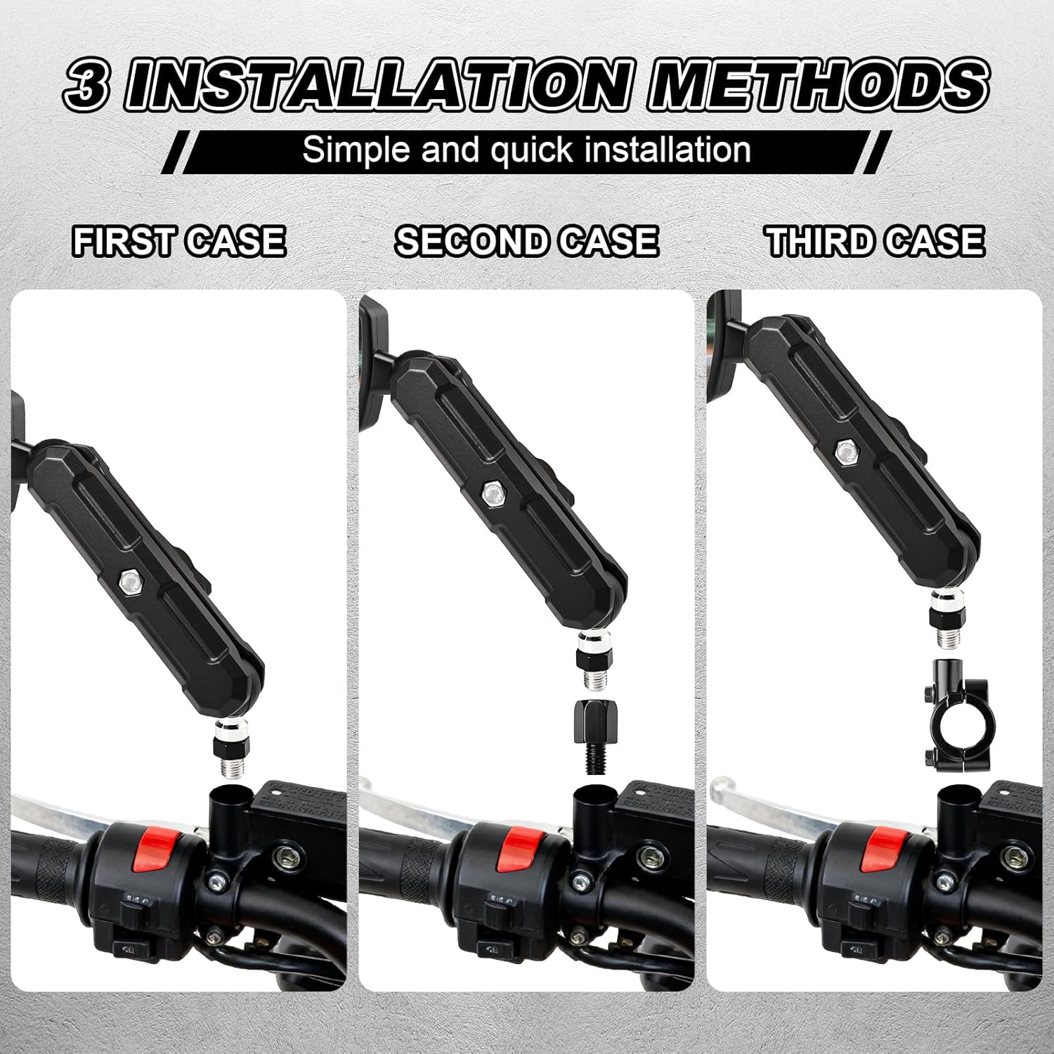 Nifeida Adventure Motorcycle Mirrors, 8/10MM Screw Easy to Install Universal Rearview Mirrors Foldable 180 Degrees Compatible with Scooter ATV Dirt Bike and More
