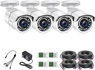 ZOSI 4 Pack 2MP 1080p HD-TVI Home Security Camera Outdoor Indoor 1920TVL, 36PCS LEDs, Night Vision, Weatherproof Surveillance CCTV Bullet Camera