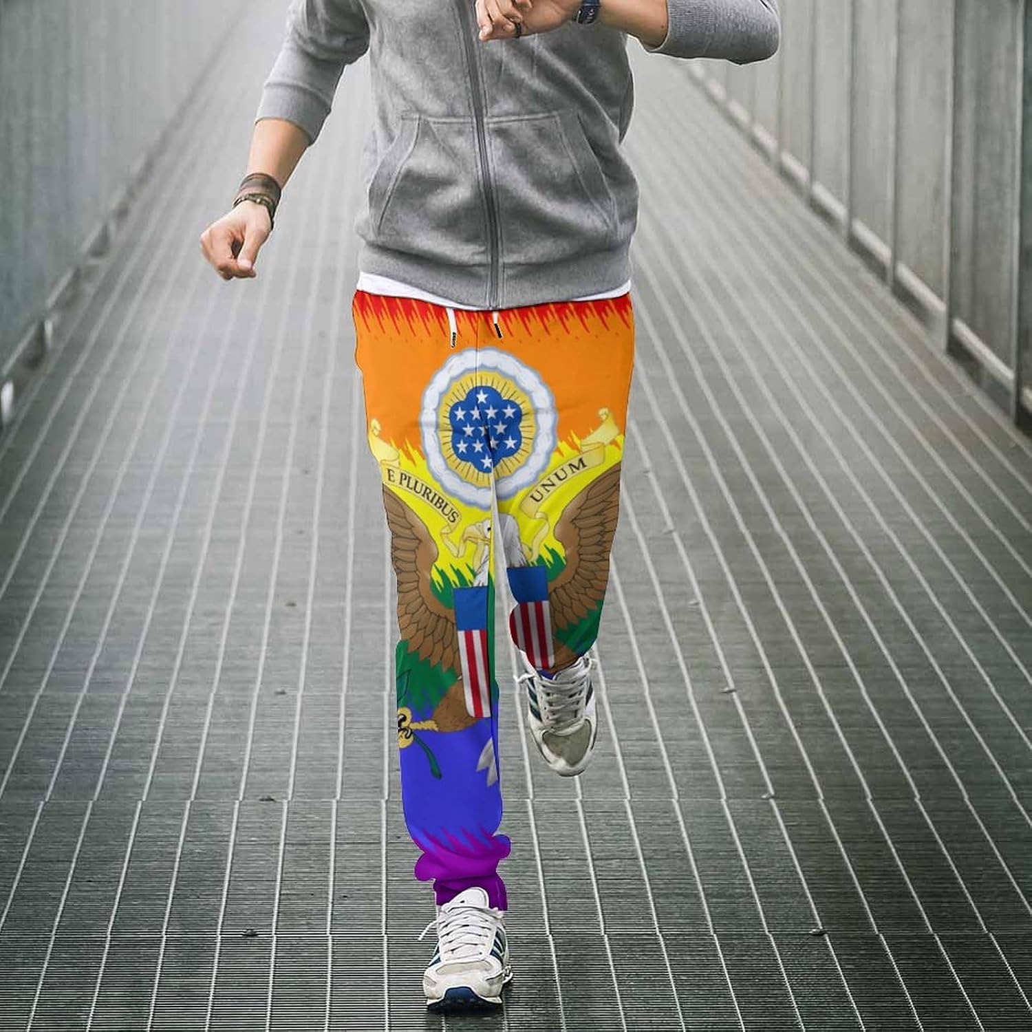 LGBT Flag United States Emblem Men's Sweatpants Novelty Jogging Pants Sports Running Bottoms Trousers Women