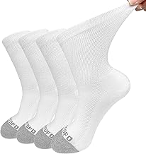 LOFIR Diabetic Cotton Socks for Men: Extra Wide Waistband No Elastic Seamless Sanitary Socks with Comfortable Padded Sole for Men Black White Grey Size 39-50 4 Pairs