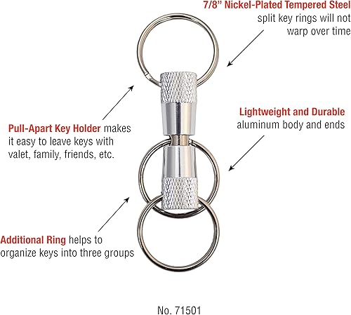Miniatura 6 de Lucky Line Productos 3Way Pull Apart Key cadena, plata, 1por tarjeta (71501) por Lucky Line