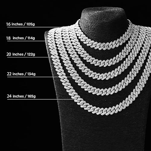 Miniatura 6 de nkjegol Cuban Chain Necklaces SilverGold Cuban Link Chains Mens Iced Out Miami Bling Diamond Hip Hop Jewelry for Women
